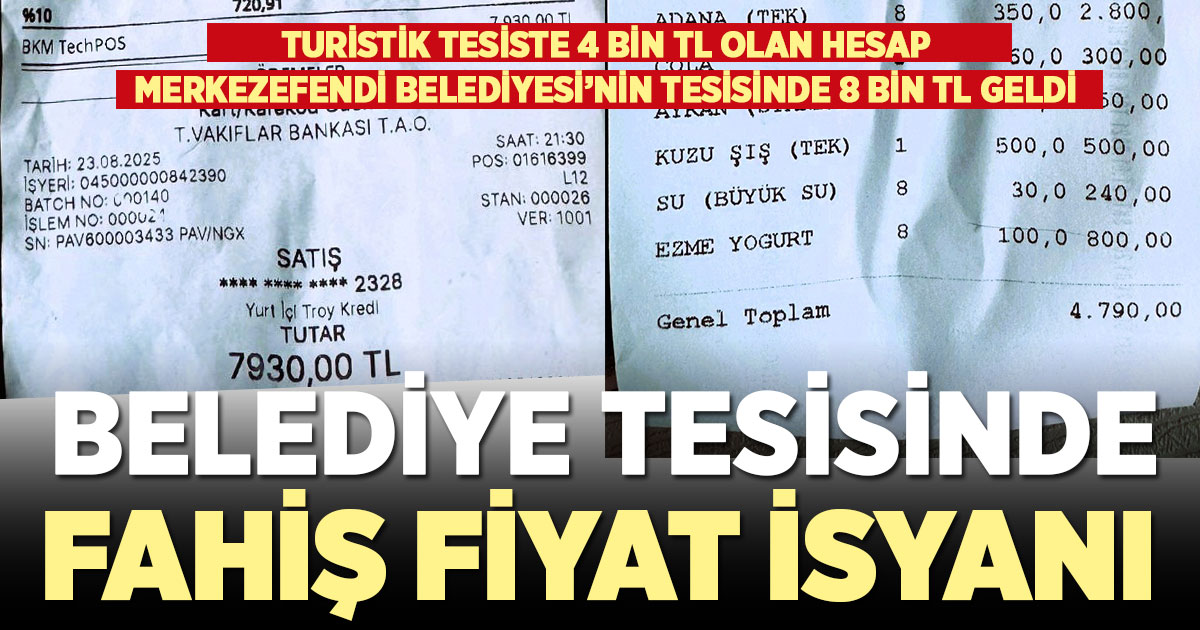 Turistik tesiste 4 bin TL olan hesap, Merkezefendi’nin sosyal tesisinde 8 bin TL hesap geldi