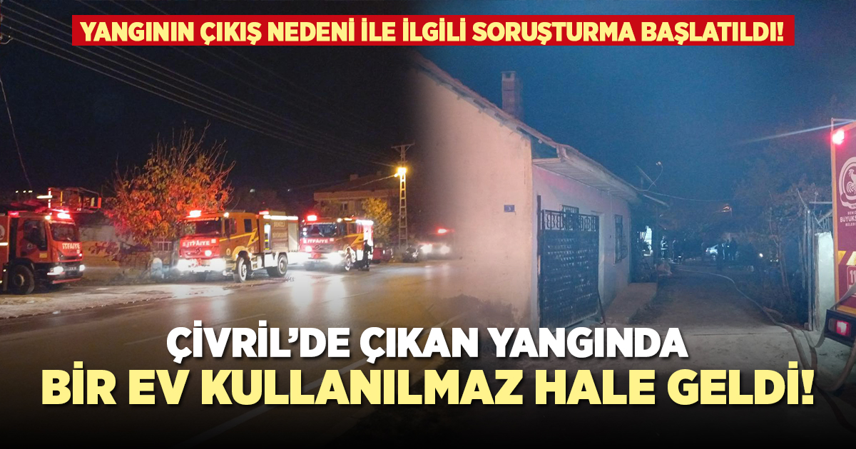 Çivril'de çıkan yangında bir ev kullanılmaz hale geldi!