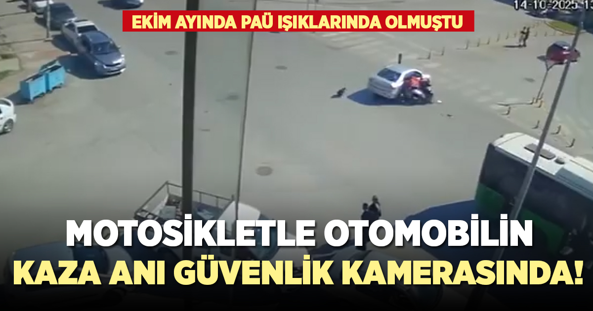 Otomobille motosiklet böyle çarpıştı!