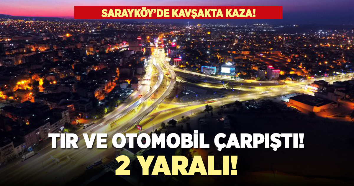 Tır ile otomobilin çarpıştığı kazada tır yan yattı; 2 yaralı 