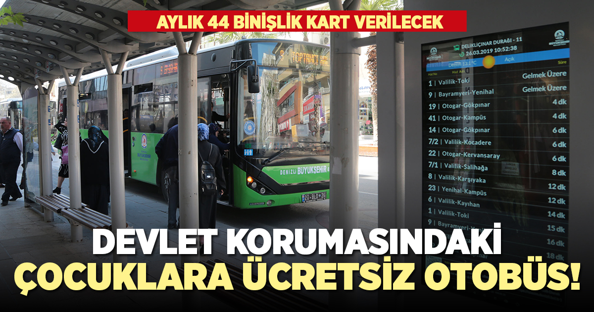 Denizli'de devlet korumasındaki çocuklar otobüslere ücretsiz binecek!