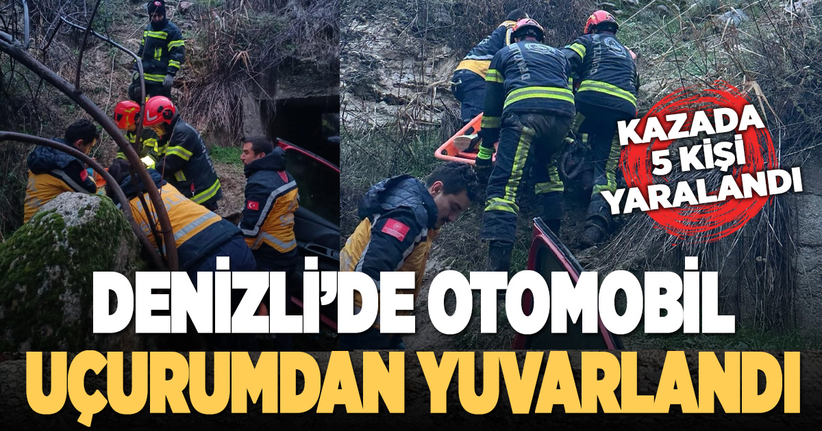 Pamukkale-Karahayıt arasında otomobil uçuruma yuvarlandı: 5 kişi yaralandı