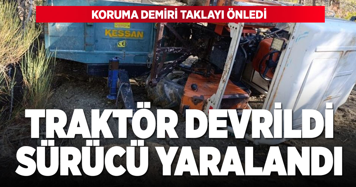 Devrilen traktör sürücüsü itfaiye tarafından kurtarıldı
