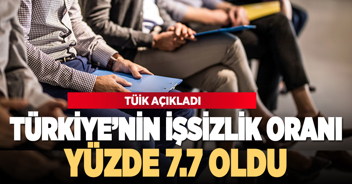Türkiye’nin işsizlik oranı yüzde 7,7 oldu