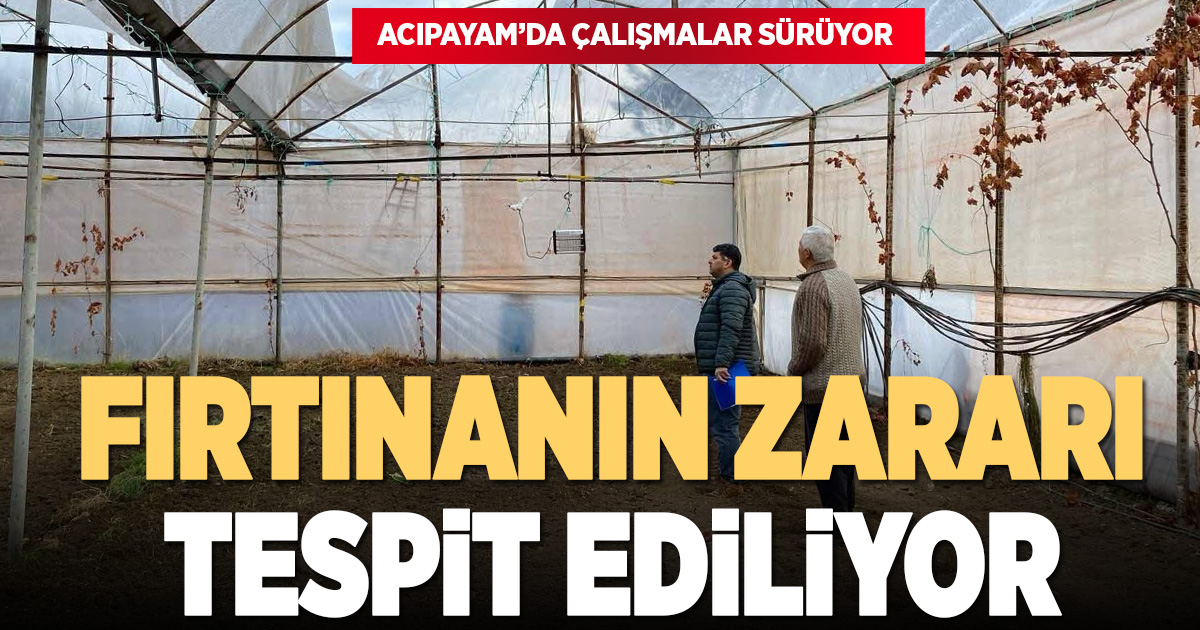 Acıpayam’da fırtına sonrası hasar tespit çalışmaları sürüyor