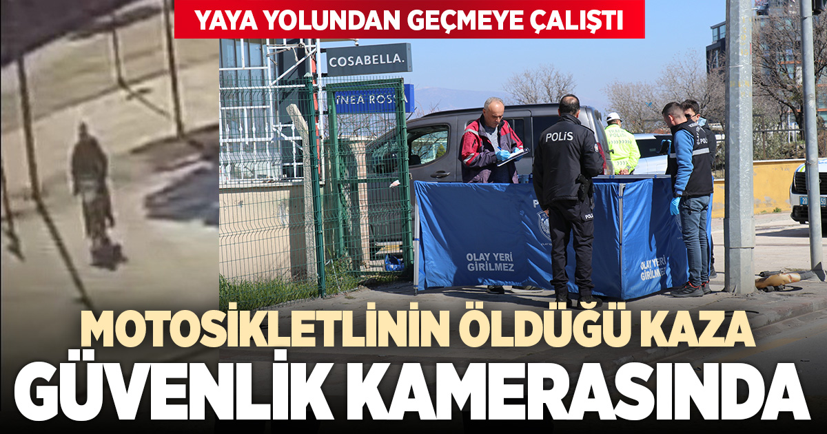 Motosikletiyle yaya geçidinden geçmek isteyen adamın hayatını kaybettiği kaza anları ortaya çıktı