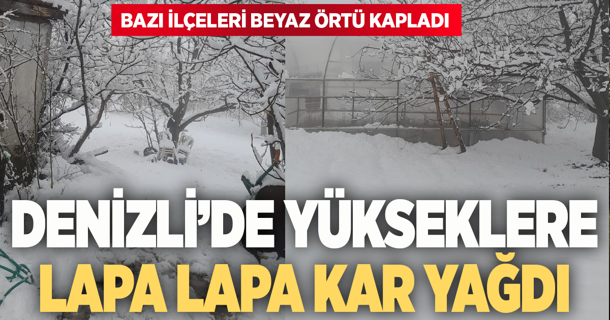 Denizli’ye baharda yağan lapa lapa kar araçları yolda bıraktı
