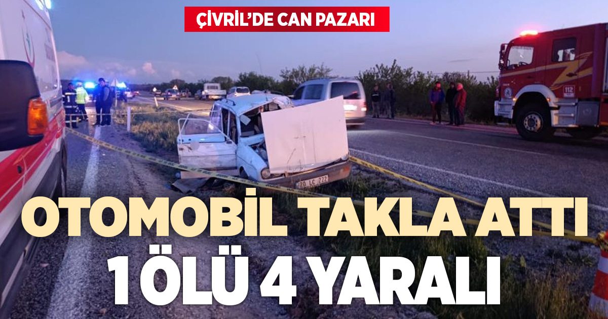 Denizli'de otomobil takla attı: 1 ölü, 4 yaralı