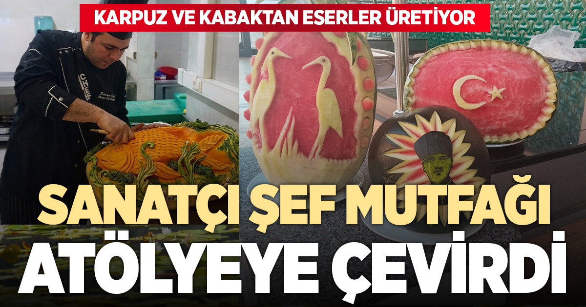 Karpuz ve bal kabağıyla mutfağı sanat atölyesine çeviriyor