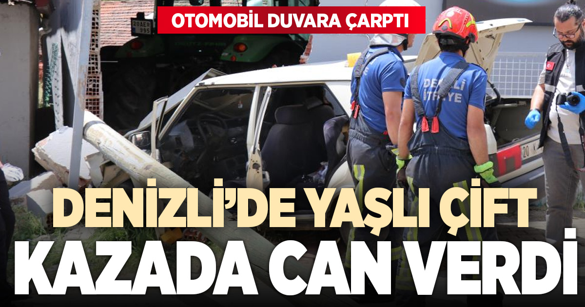 Yaşlı karı koca duvara çarpan otomobilde can verdi