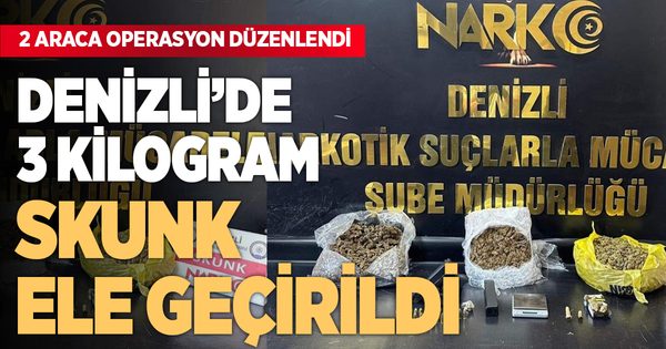 Denizli’de 3 kilo 25 gram skunk ele geçirildi