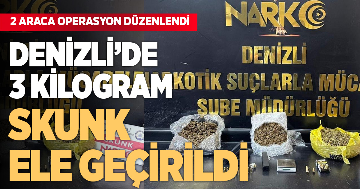 Denizli'de 3 kilo 25 gram skunk ele geçirildi