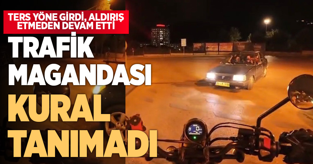 Trafikte akıl almaz görüntü: Araçlara aldırmadan tersten yoluna devam etti