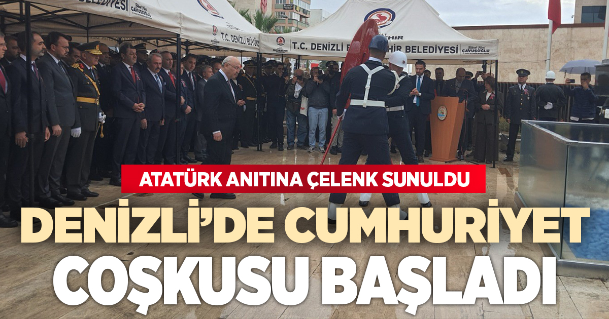 Denizli’de Cumhuriyet Bayramı kutlamaları çelenk töreniyle başladı